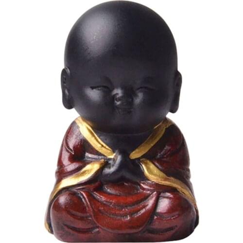 Resin Cute Monk Staute Display Decoration for Home Office Car Dashboard