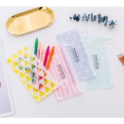 Concise Transparent Pvc Pencil Case Bag for School Supplies Girls Boys Kawaii Pencilcase Stationery School Supplies Party Gift