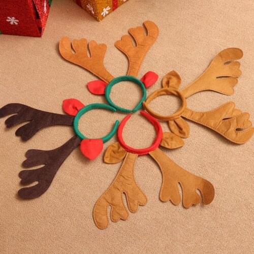 Christmas Antlers Headwear Reindeer Antlers Jingle Bells Hairband Christmas Deer Horn Headband with Ears LX8954