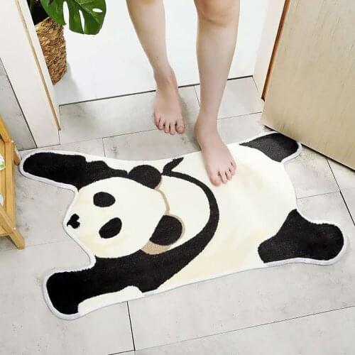 Cute Panda Bathroom Door Entrance Mat Bath Rug Bathroom Non-Slip Mat Toilet Door Mat Entrance Door Absorbent Mat Anti-Slip Mat