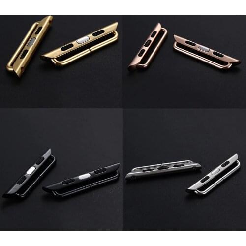 Rolamy Silver Gold Rose Gold Black Watch Band Connector Adapter For Apple Watch iWatch Sports 38 40 42 44mm with Screwdriver