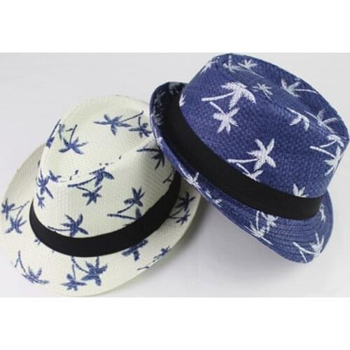 Parent-child Hat Summer Jazz Women Straw Hat Beach Men Sun Hat Casual Panama Male Cap Coconut Straw Hat High Quality Visor Cap