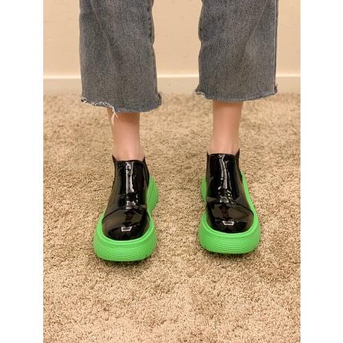 Shoes Woman Flats British Style Oxfords Clogs Platform All-Match Modis Dress Preppy Leather Summer Creepers Patent Leather New R