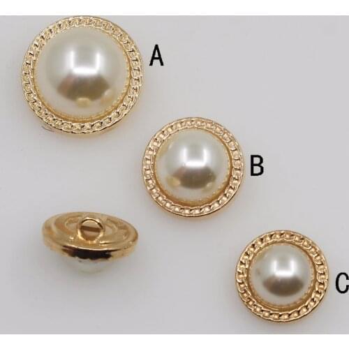 High Quality 10pcs Shank Pearl Button Golden Metal Handmade Sewing Jacket Sweater Windbreaker Apparel DIY Wedding Decoration