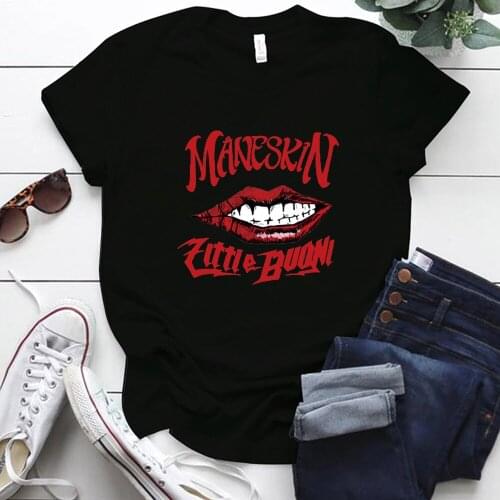 Women T Shirt Seeyoushy Maneskin Print Funny Short Sleeve Summer Music Festival Tee Shirt Femme Loose Hip-hop Rock Tops Clothes