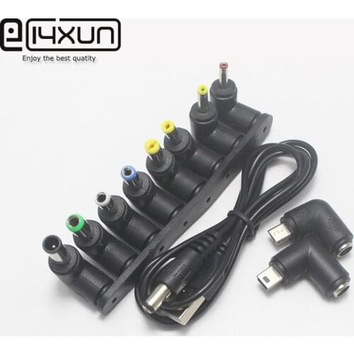1set Universal USB to DC 5.5x2.1mm plug power cord with 10 connectors for routers, mini fans, speakers, camera, smartphones, etc