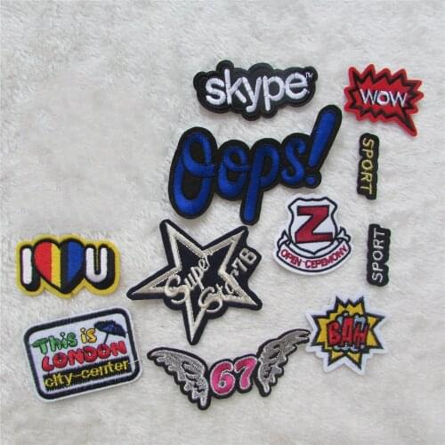 Fashion style select letter hot melt adhesive applique embroidery patches stripes DIY clothing accessory 1pcs sell C163-C426