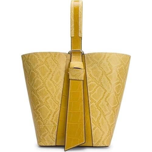 190 Fashion Genuine Leather Women Bucket Handbag 2pcs/set Composite Bags