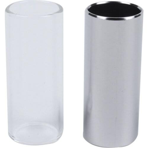 2 Pieces Glass Slide and Metal Slide for Guitar, Bass, Medium (6 cm)