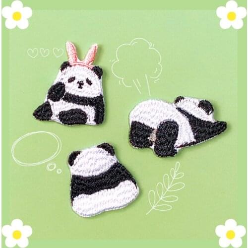20pcs/lot Luxury Small Panda Embroidery Patch Animal Happy Day Clothing Decoration Sewing Accessories Craft Diy Applique