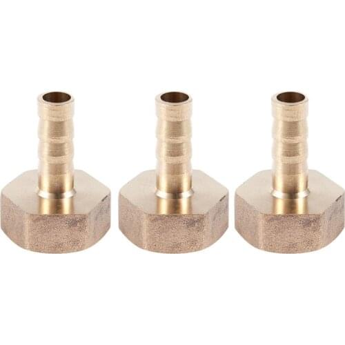 3 Pcs 1/2 BSP Female Thread 8mm Air Pneumatic Gas Hose Barbed Fitting Gold