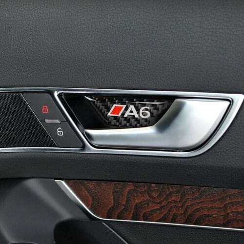 4pcs Real Carbon Fiber Stickers Car Door Bowl Anti-scratch Sticker Panel Trim fit for Audi A6 2005-2011 Models Accessories