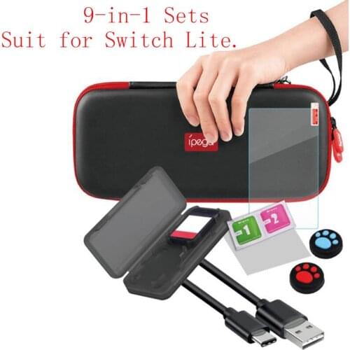 9 in 1 Carrying bag for Switch Lite Tempered film Type C Cable for Mini Switch Lite Game Consoles Accessories