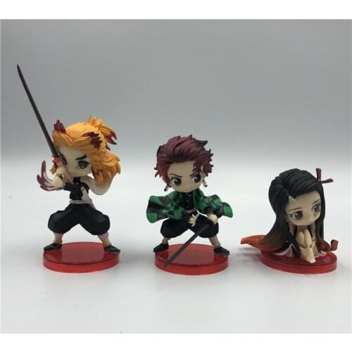 Anime Demon Slayer Kimetsu No Yaiba Figure Stand Version Q Posket Kamado Tanjirou Kamado Nezuko Agatsuma Figure Toy 6cm