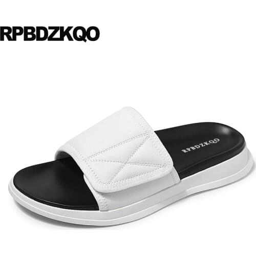 White Slippers Slip On 2019 Sandals Soft Summer Italian Flat Designer Shoes Men High Quality Slides Beach Genuine Leather Casual