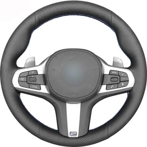 Black Leather DIY Car Steering Wheel Cover for BMW M Sport G30 G31 G32 G20 G21 G11 G12 G14 G15 G16 X3 G01 X4 G02 X5 G05 X7 G07