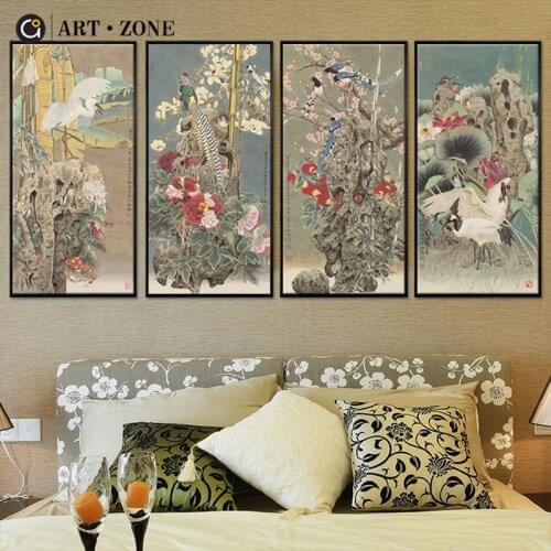 Flower And Bird Chinese Retro plant posters prints canvas paintings wall art for living room decor for bedroom aesthetic Artwork