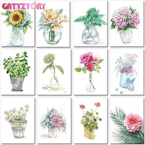 GATYZTORY Frame Simple Flower DIY Painting By Numbers Handpainted Oil Painting Home Wall Decor Canvas Colouring Artwork