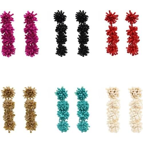 Summer colorful Resin bead Chandelier Drop Earring Bohemian Tassel Dangle Long Earrings for Women Wedding Tribal Indian Jewelry