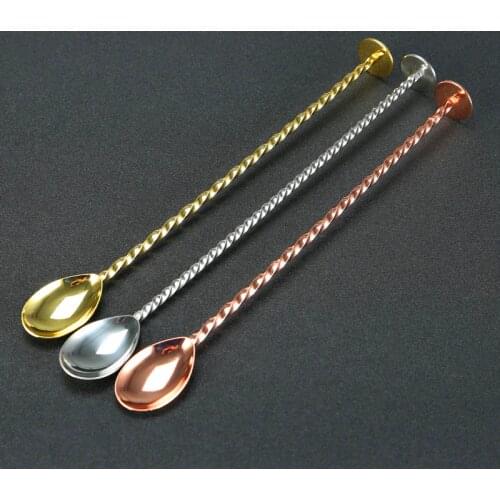 27.5cm Stainless Steel Cocktail Bar Spoon Disc Tail Drink Mixer Bar Mixing