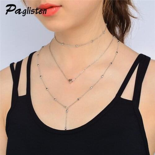 Statement tassel necklace New Body Sex Chain Gold-Color Heart-shaped Long Chain MultiLayer Chain Round Pendant Necklace
