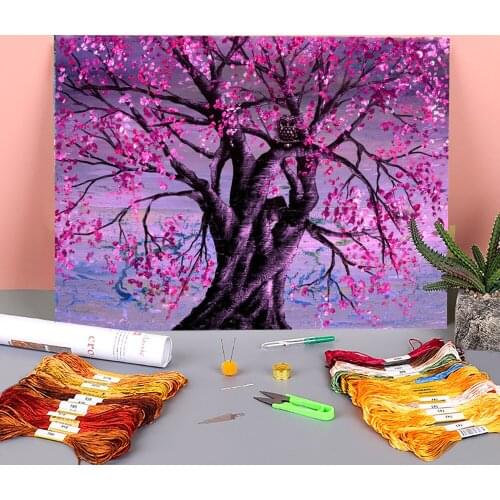Natural Scenery Spring Wisdom Printed Canvas 11CT Cross-Stitch Set Embroidery DMC Threads Needlework Hobby Knitting Counted