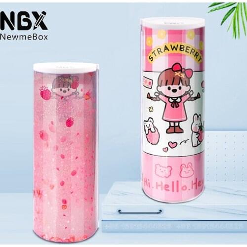NBX Clear Pencil Box Strawberry Pencil Case Anime Kawaii Stationery School Supplies College For Girls Pen Box With Compartments