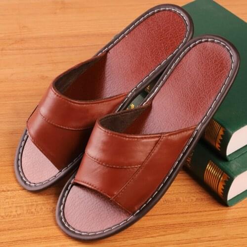 Couple‘s Anti-Slip Sheepskin Indoor Slippers Soft Comfortable Leather Casual Slippers for Women and Men New Summer Home Slippers