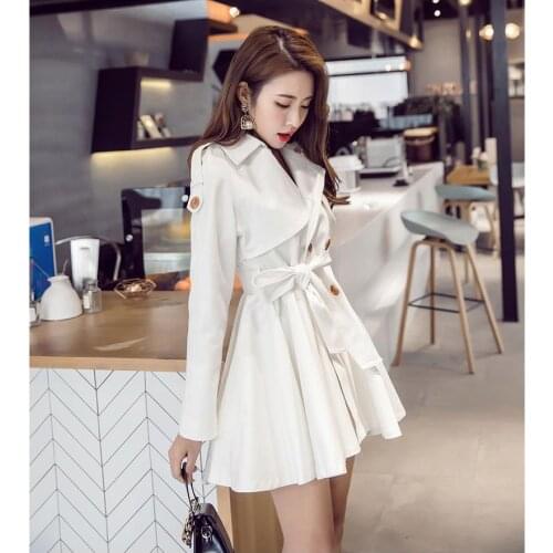 2020 new autumn winter office lady Fashion casual sexy brand female women ladeis girls white Windbreaker coat Overcoat trench