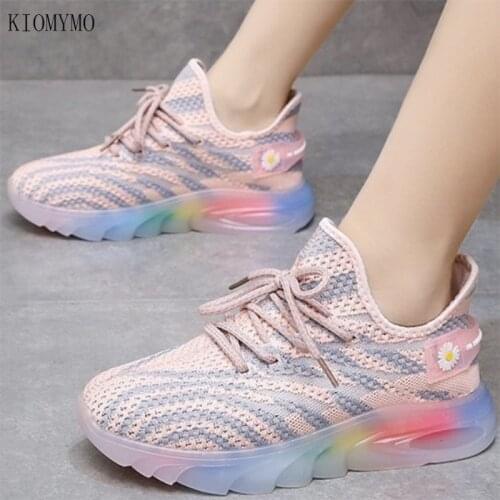 2021 New Breathable Flying Shuttle Hollow Womens Shoes Spring And Autumn Sports Running Casual Shoes Female Korean Version