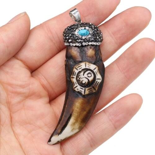 New natural stone pendant horn-shaped faceted pendant necklace for DIY jewelry best birthday gift size 26x67mm