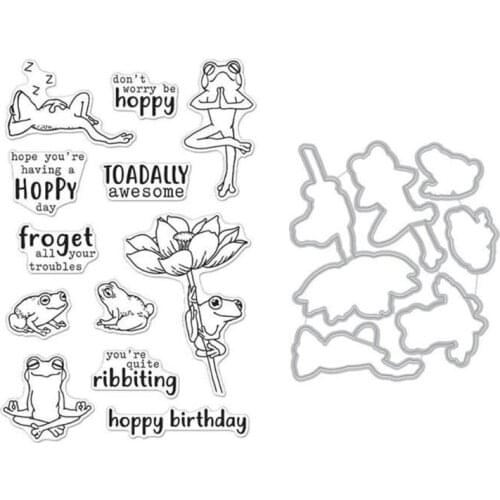 Frog Seal Stamp with Cutting Dies Stencil DIY Scrapbooking Embossing Photo Album Decor Paper Card Craft