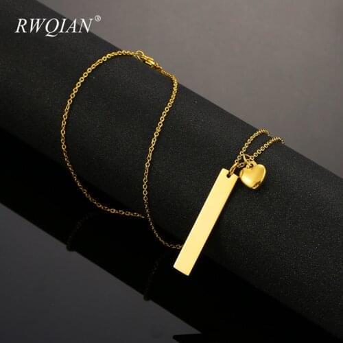 Personalized Custom Name Necklace Heart Pendant Choker For Women Bar Necklace Gold Stainless Steel Customized Nameplate Necklace