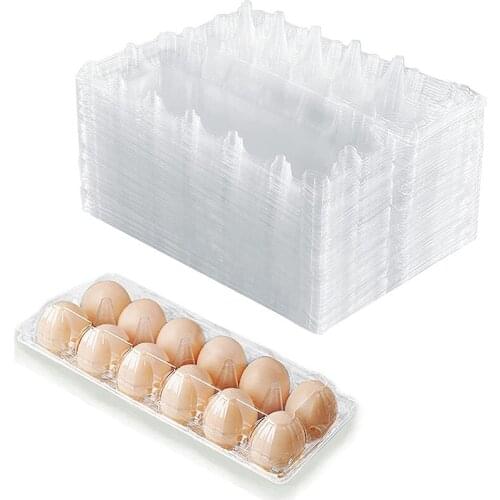 Plastic Egg Cartons Bulk-Clear Plastic Egg Holder Holds Up to 12 Eggs, Reusable Egg Container for Refrigerator Storage