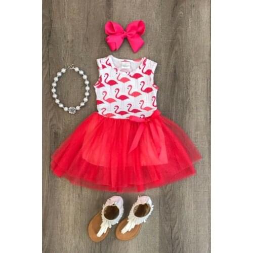 Newborn Kids Baby Girl Flamingo Princess Dress Tutu Tulle Clothes Sundress