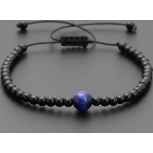 Simple Adjustable Round Tiger Eye Stone Bead Men Bracelet Classic 4mm Braided Macrame Stone Bracelet For Men Jewelry Gift