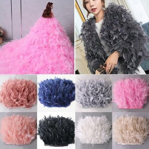 10 Meter Fluffy Colorful Turkey Feathers Fringe Turkey Feather Trim Ribbon Plume For Latin Dance Stage Wedding Sewing Diy Crafts