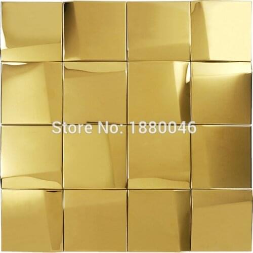Europe Luxury Gold stainless steel mosaic tile for wine cabinet Decor 1 box 11pcs Wall Panels for background wall decorative