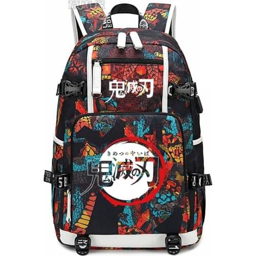Anime Demon Slayer Cosplay Backpack Kimetsu no Yaiba Kamado Tanjirou Cartoon Laptop Travel Bag Student School Shoulder Bags