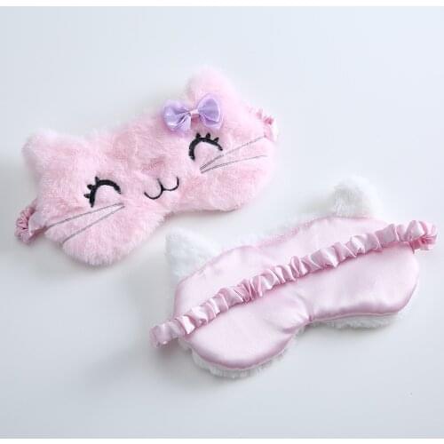Plush Cute Cat Sleeping Mask Blindfold Eye Cover Kids Anime Sleep Mask Cartoon Soft Plush Mask Travel Rest Sleeping Aid Eyepatch