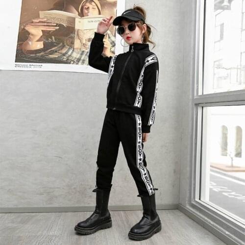 Girls Sportswear Fashion Zipper Sweater+Trousers Spring Fall Kids Tracksuits for Girls Tops High Waist Pant Children ClothingSet