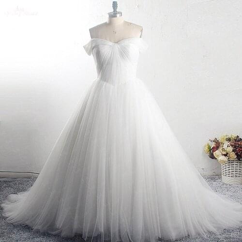 RSW1636 Real Pictures Elegant Vestido De Noiva Simples Robe Zip Up Back Off Shoulder Wedding Dress Tulle Dress
