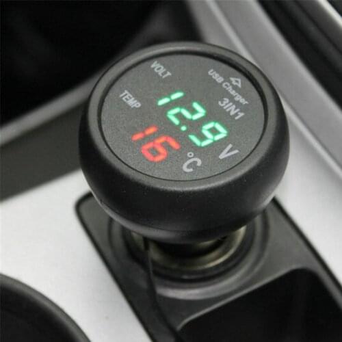 USB Charger Digital Car Battery Voltage Voltmeter Temperature Meter Monitor For 12V And 24V Battery