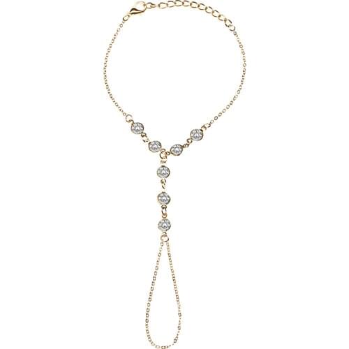 Vintage Crystal Bracelets & Bangles For Women Bridal Wedding Boho Luxury Rhinestone Slave Finger Hand Chain Shellhard Jewelry