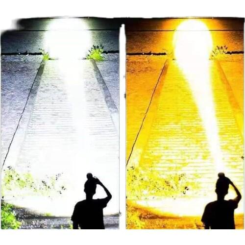 High-power lithium yellow headlights highlighted rush head-mounted flashlight rechargeable beach yellow eel catch rabbits shrimp