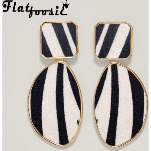 Flatfoosie Geometric Leopard Drop Earrings For Women Fashion Square Punk Dangle Statement Earring Bohemian Vintage Maxi Jewelry