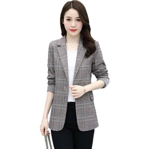 Blazer Trench Coat Women Autumn 2021 Fashion Temperament Casual Plaid Suit Jacket Spring Retro Plaid Korean Suit Jacket Femme 11