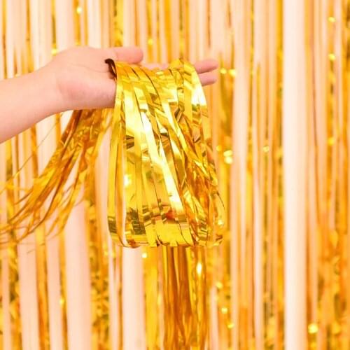 2m Metallic Tinsel Foil Fringe Curtains for Party Photo Backdrop Metallic Foil Kids Room Wedding Birthday Christmas Party Decora