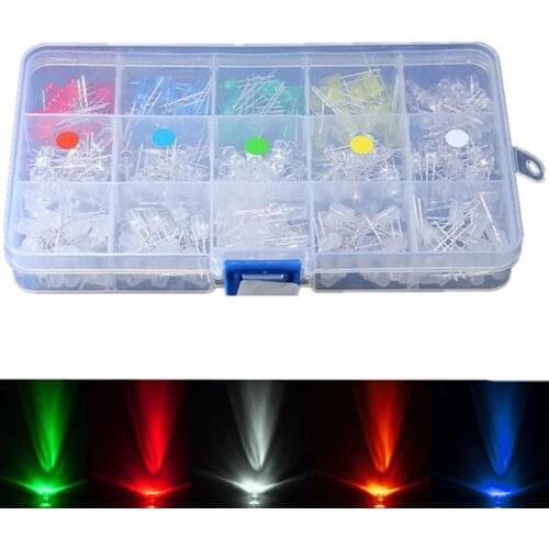 300Pcs/lot Electric 5mm LED Light Diode Assortment DIY Kit 5 Colors Yellow Red Blue Green White Support Dropshipping
