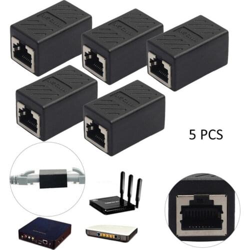 5Pcs Ethernet Cat5e RJ-45 Female Network LAN Coupler Extender Connector Adapter